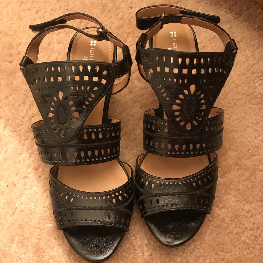 Black open toed heels